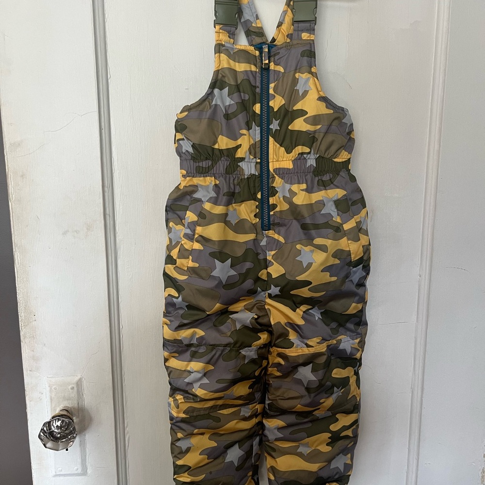 Wippette Kids Overalls in Yellow and Green Camouflage